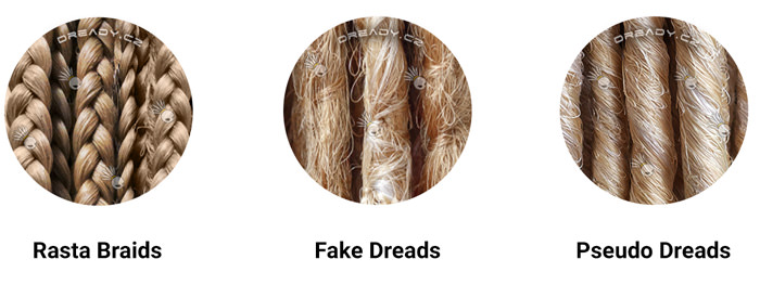 Comparison between rasta braids, fake dreads and synthetic dreads